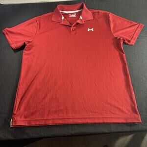 Under Armour Mens Polo Shirt Red Heat Gear Loose Fit Active Golf Size Large